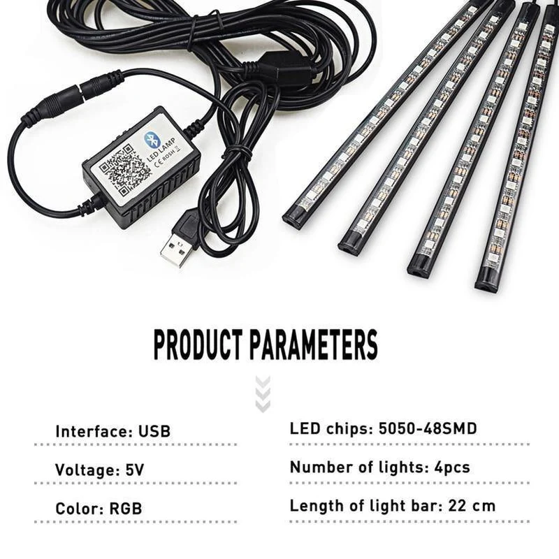 LED Streifen Auto Auto Umgebungs Licht APP Steuerung USB RGB Innen Atmosphäre Lampe 5050 48SMD Flexible Auto LED Dekorative lichter