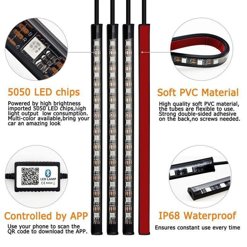 LED Streifen Auto Auto Umgebungs Licht APP Steuerung USB RGB Innen Atmosphäre Lampe 5050 48SMD Flexible Auto LED Dekorative lichter