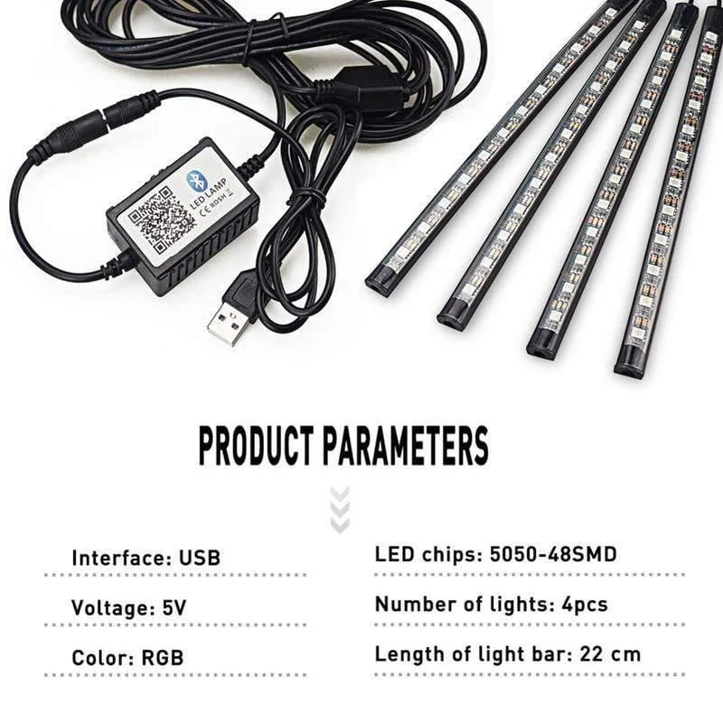 LED Streifen Auto Auto Umgebungs Licht APP Steuerung USB RGB Innen Atmosphäre Lampe 5050 48SMD Flexible Auto LED Dekorative lichter