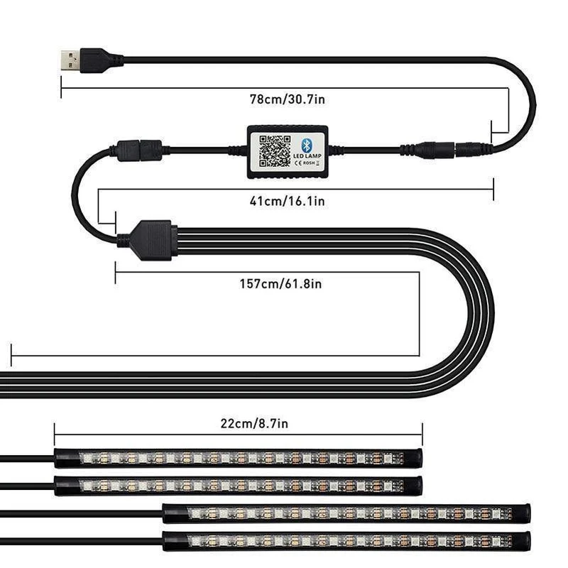LED Streifen Auto Auto Umgebungs Licht APP Steuerung USB RGB Innen Atmosphäre Lampe 5050 48SMD Flexible Auto LED Dekorative lichter