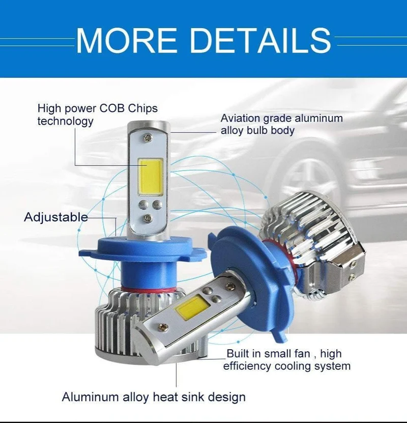 2 stücke H7 LED H4 H1 H3 H11 9005 9006 Auto scheinwerfer 50W 8000LM H4 Hallo Lo strahl Auto Vorne birne Autos Scheinwerfer Auto Licht