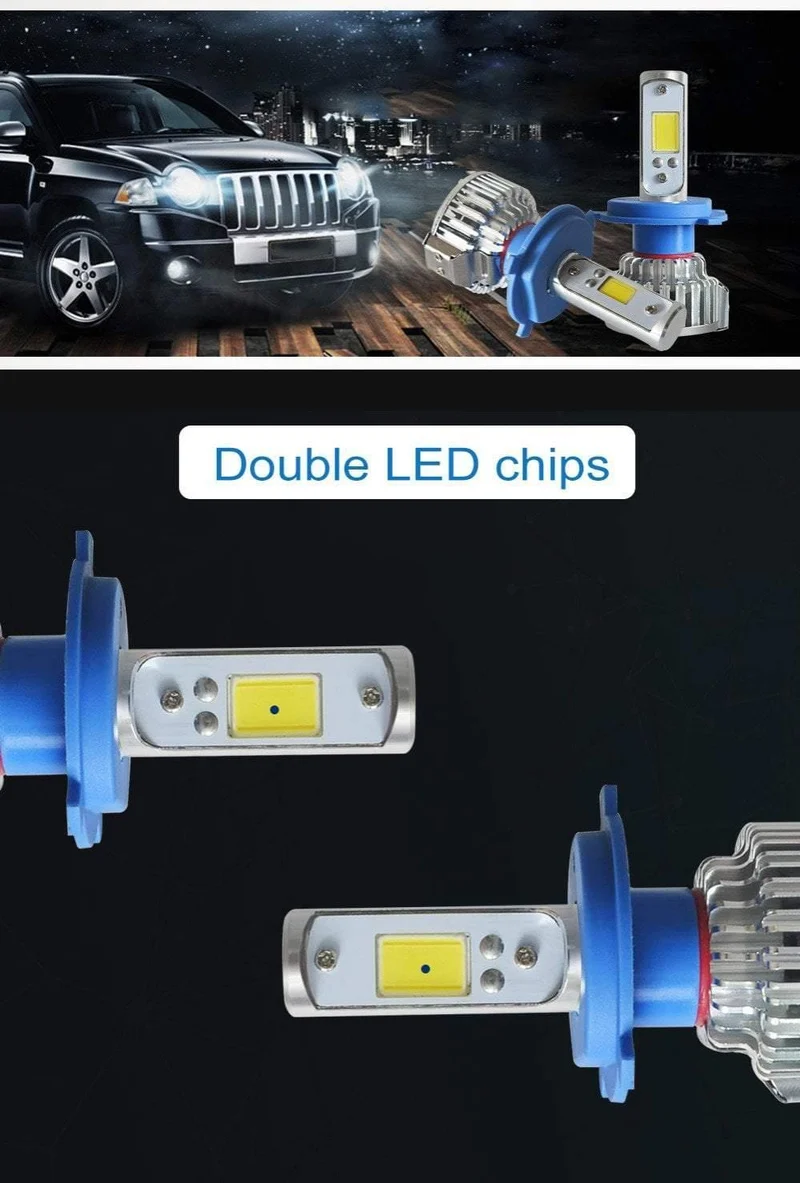 2 stücke H7 LED H4 H1 H3 H11 9005 9006 Auto scheinwerfer 50W 8000LM H4 Hallo Lo strahl Auto Vorne birne Autos Scheinwerfer Auto Licht