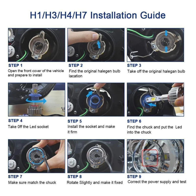 2 stücke H7 LED H4 H1 H3 H11 9005 9006 Auto scheinwerfer 50W 8000LM H4 Hallo Lo strahl Auto Vorne birne Autos Scheinwerfer Auto Licht