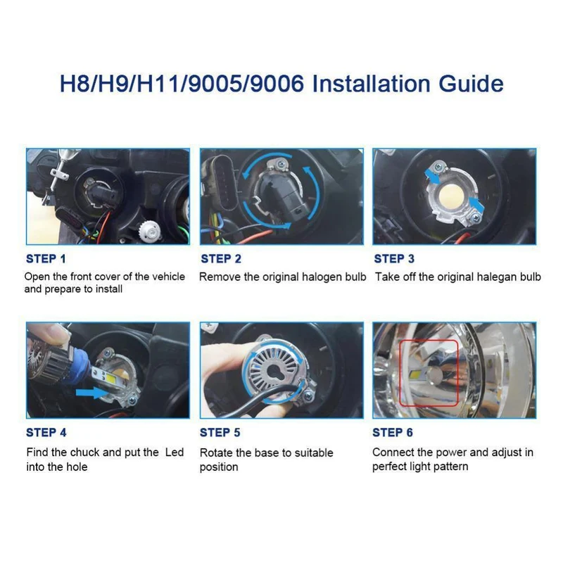2 stücke H7 LED H4 H1 H3 H11 9005 9006 Auto scheinwerfer 50W 8000LM H4 Hallo Lo strahl Auto Vorne birne Autos Scheinwerfer Auto Licht
