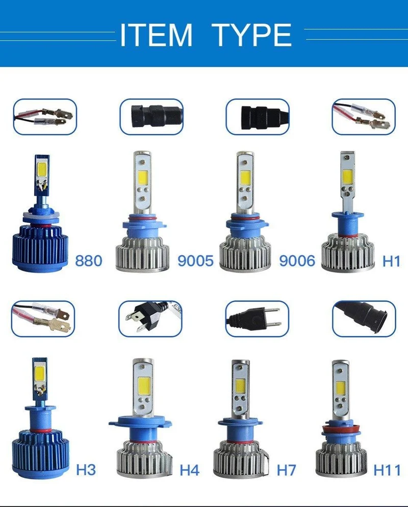 2 stücke H7 LED H4 H1 H3 H11 9005 9006 Auto scheinwerfer 50W 8000LM H4 Hallo Lo strahl Auto Vorne birne Autos Scheinwerfer Auto Licht