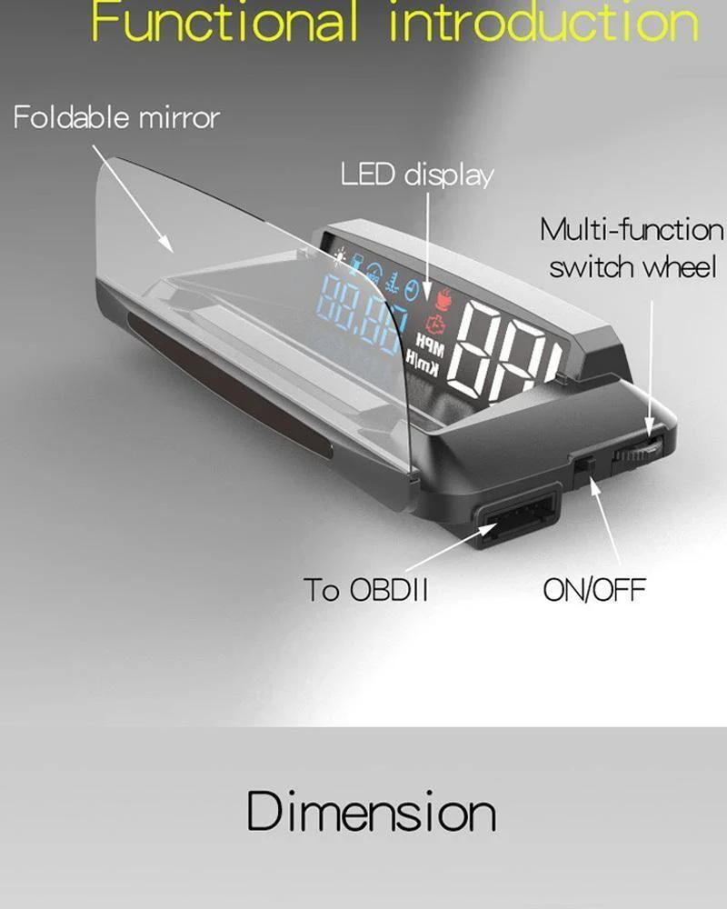 Auto HUD OBD2 II EU OBD Head Up Display Überdrehzahlwarnsystem Projektor Windschutzscheibe Auto Elektronische Spannungsalarm