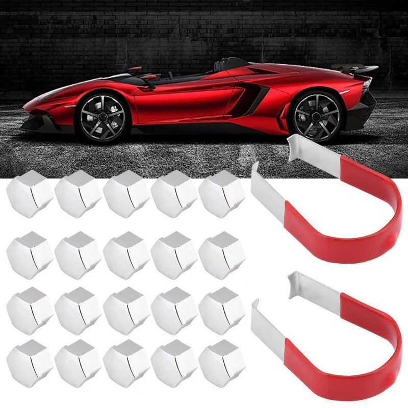 20pcs 19mm Radmutter Bolt Cap Cover mit Removal Tool Fit Die meisten Autos Muttern Bolzen Universal Auto Ersatzteile Chrome Bolt Cap