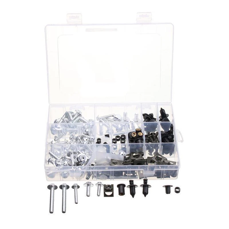 225-teiliges Motorrad-Verkleidungsschrauben-Set, Windschutzscheiben-Schrauben, Karosserie-Schrauben, Befestigungs-Sets, Muttern und Schrauben, Auto-Ersatzteile