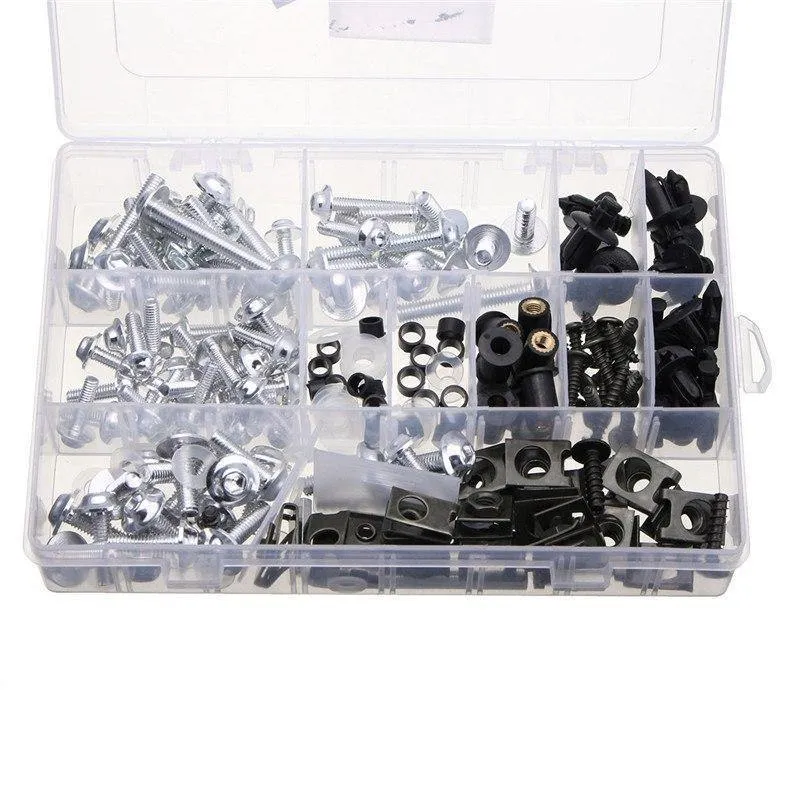 225-teiliges Motorrad-Verkleidungsschrauben-Set, Windschutzscheiben-Schrauben, Karosserie-Schrauben, Befestigungs-Sets, Muttern und Schrauben, Auto-Ersatzteile