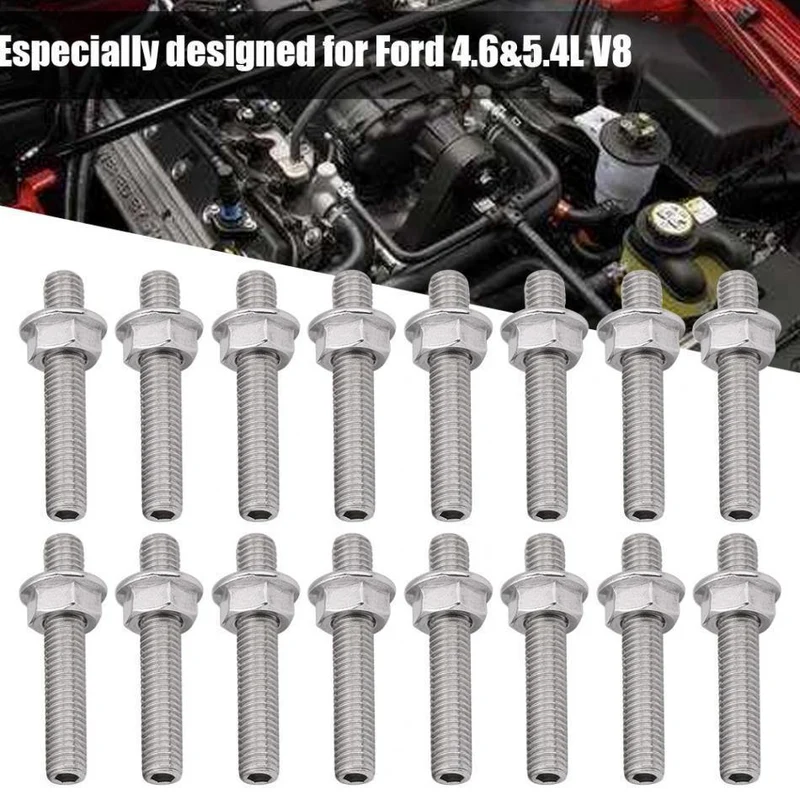 Edelstahl-Auspuffkrümmer-Bolzenmuttern-Set für 2 Krümmer Ford 4.6 5.4L V8 Auto-Ersatzteile