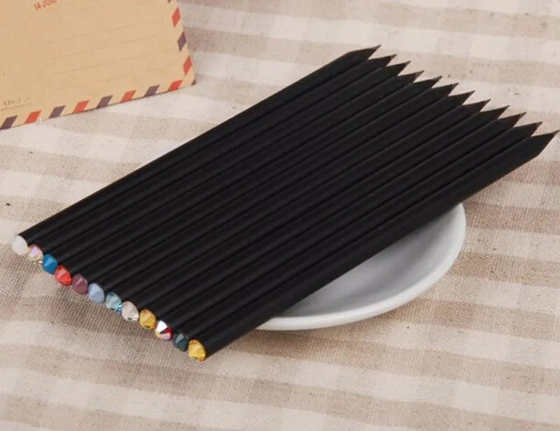 20pcs / lot Schwarz Holz Bleistift HB Diamant Standard Bleistift Für Zeichnung Malerbedarf Büromaterial