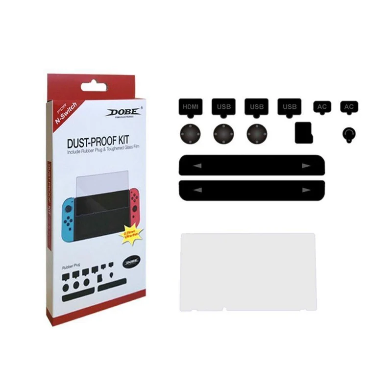 Staubdichtes Kit + Displayschutzfolie aus gehärtetem Glas für die NS-Konsole
