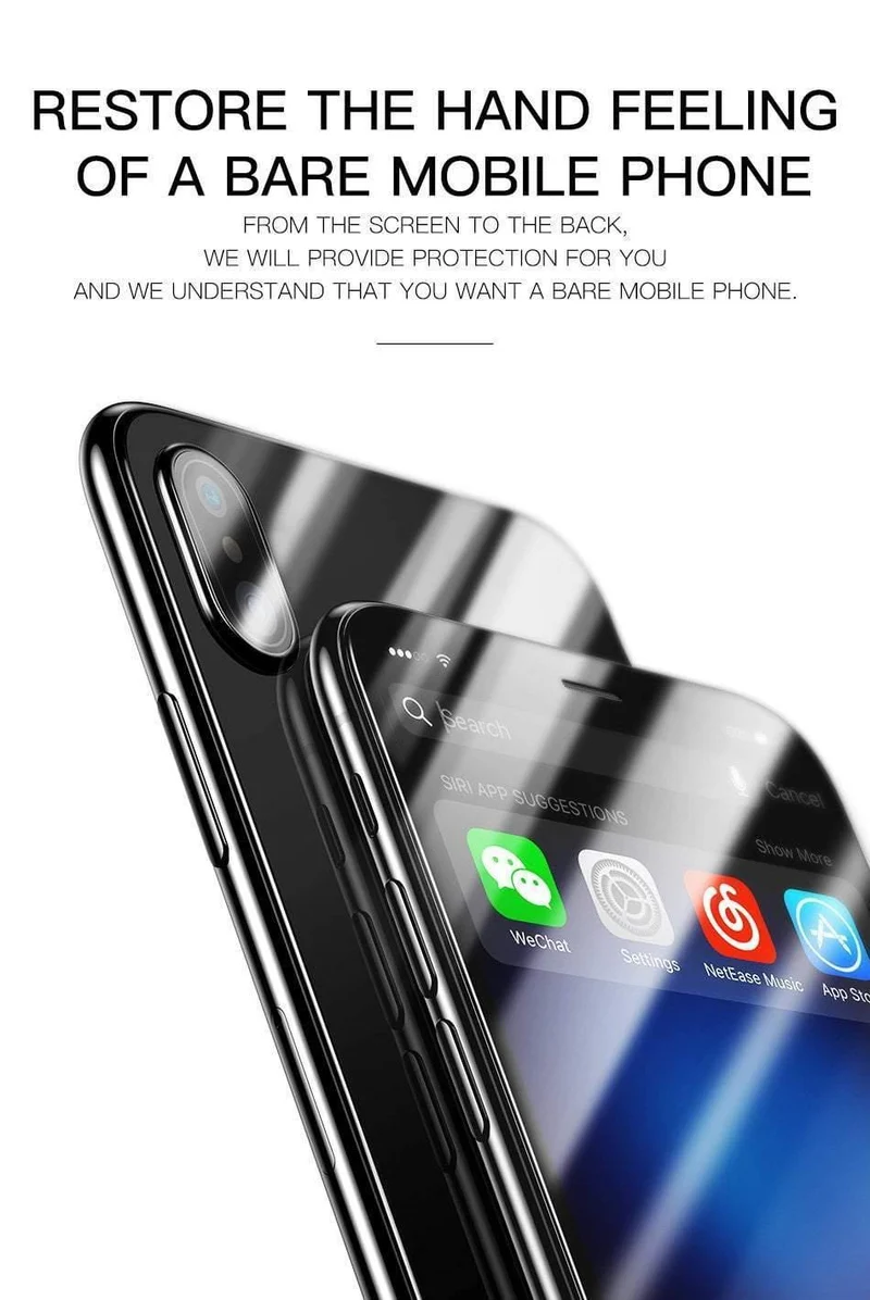 Baseus Frontglas + Rückseite gehärtetes Glas für iPhone Xs Xs Max XR 2018 Schutzglas Displayschutz für iPhone Xs Xs Max