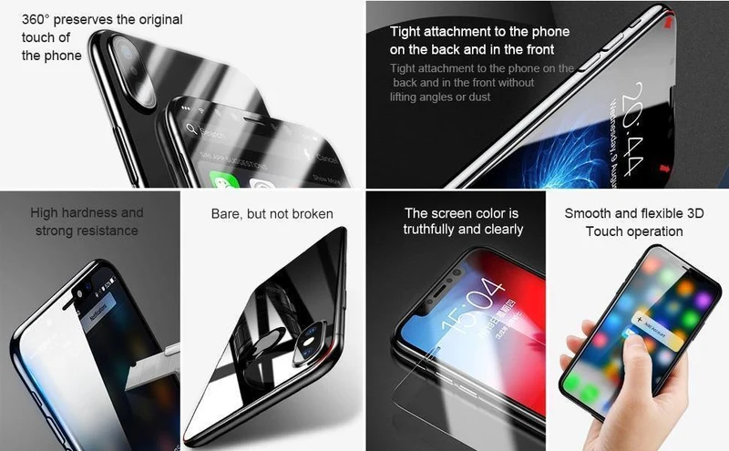 Baseus Frontglas + Rückseite gehärtetes Glas für iPhone Xs Xs Max XR 2018 Schutzglas Displayschutz für iPhone Xs Xs Max
