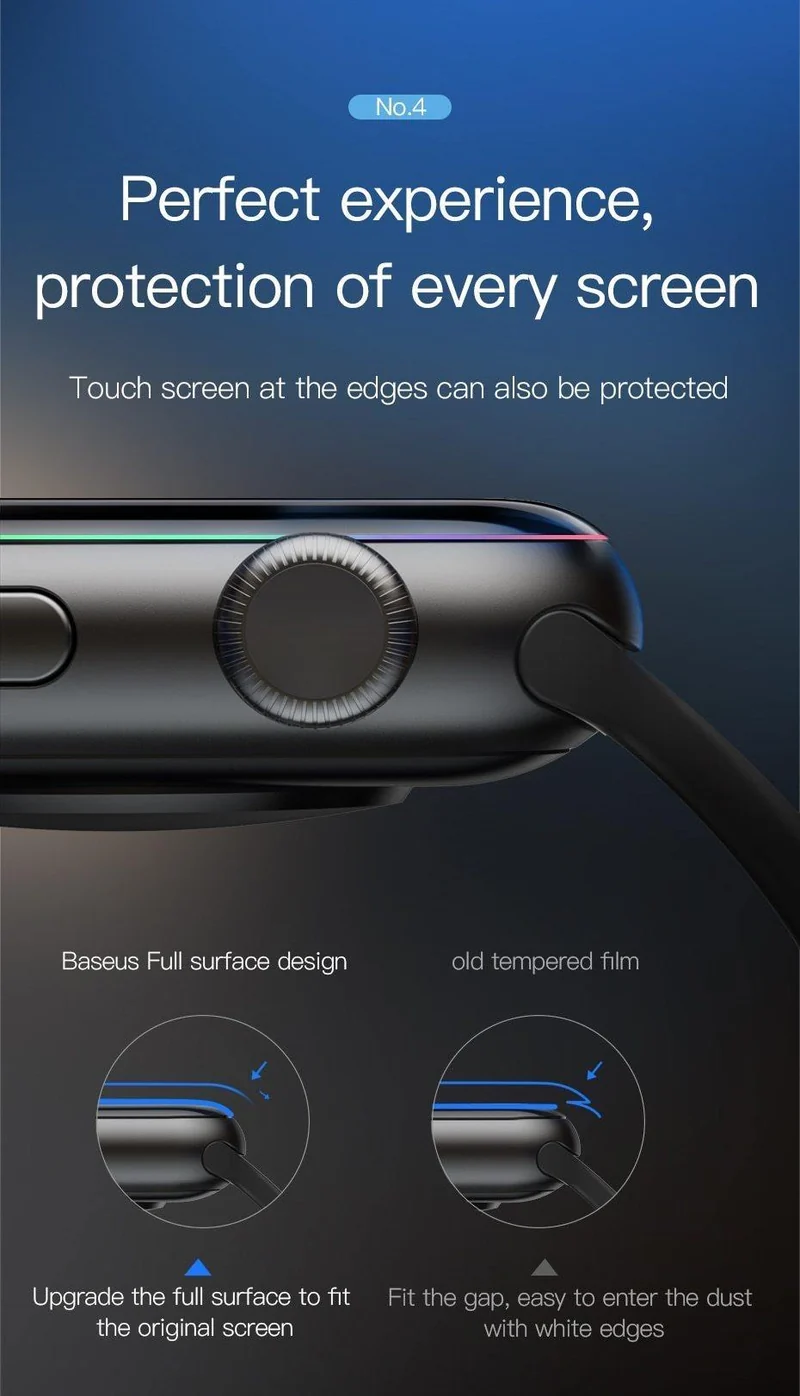 Baseus 3D-Displayschutzfolie mit voller Abdeckung für Apple Watch 1 2 3, gehärtetes Glas, 0.23 mm, Schutzglasfolie für die iWatch-Serie 38/42 mm