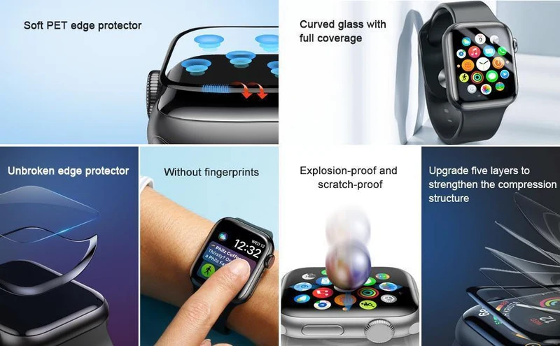 Baseus 3D-Displayschutzfolie mit voller Abdeckung für Apple Watch 1 2 3, gehärtetes Glas, 0.23 mm, Schutzglasfolie für die iWatch-Serie 38/42 mm