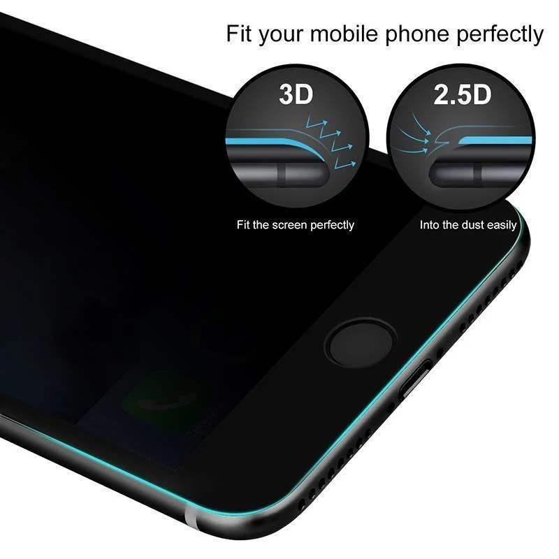 Baseus Privacy Displayschutz für iPhone 8 7 Plus Anti-Spionage-Hartglas 3D 9H Schutzglas Soft Edge Anti-Peeping-Film