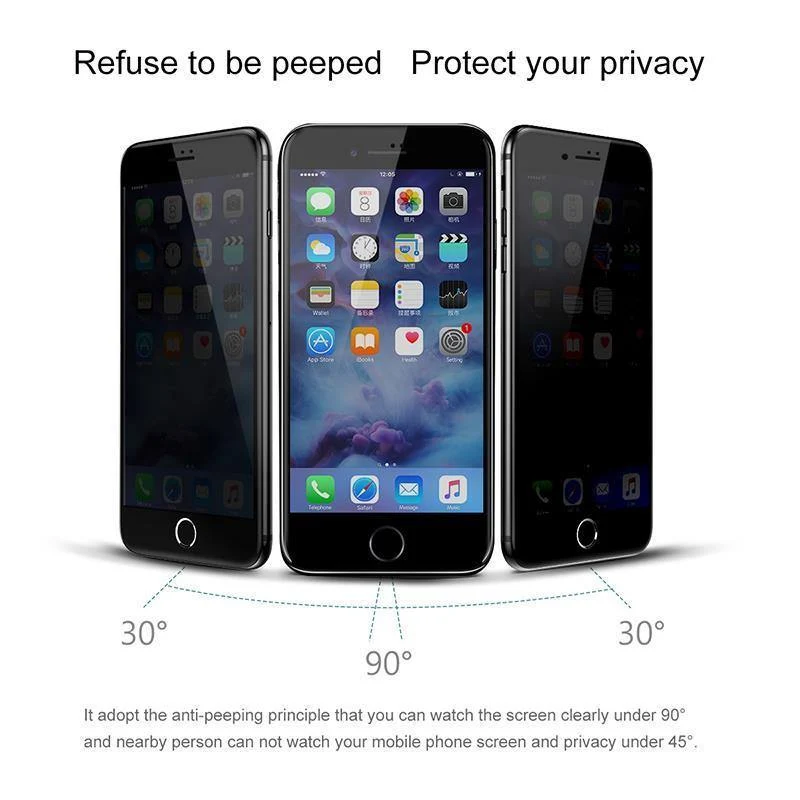Baseus Privacy Displayschutz für iPhone 8 7 Plus Anti-Spionage-Hartglas 3D 9H Schutzglas Soft Edge Anti-Peeping-Film