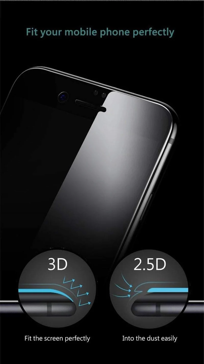Baseus Privacy Displayschutz für iPhone 8 7 Plus Anti-Spionage-Hartglas 3D 9H Schutzglas Soft Edge Anti-Peeping-Film