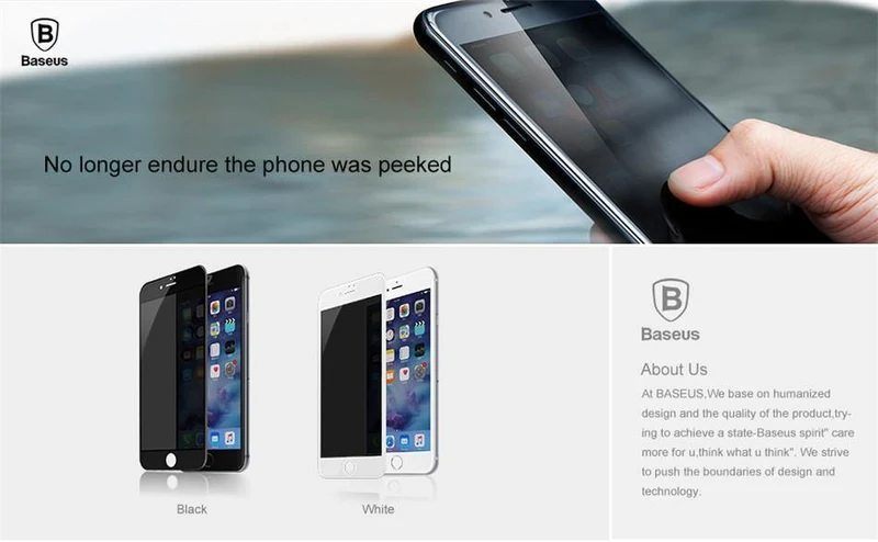 Baseus Privacy Displayschutz für iPhone 8 7 Plus Anti-Spionage-Hartglas 3D 9H Schutzglas Soft Edge Anti-Peeping-Film