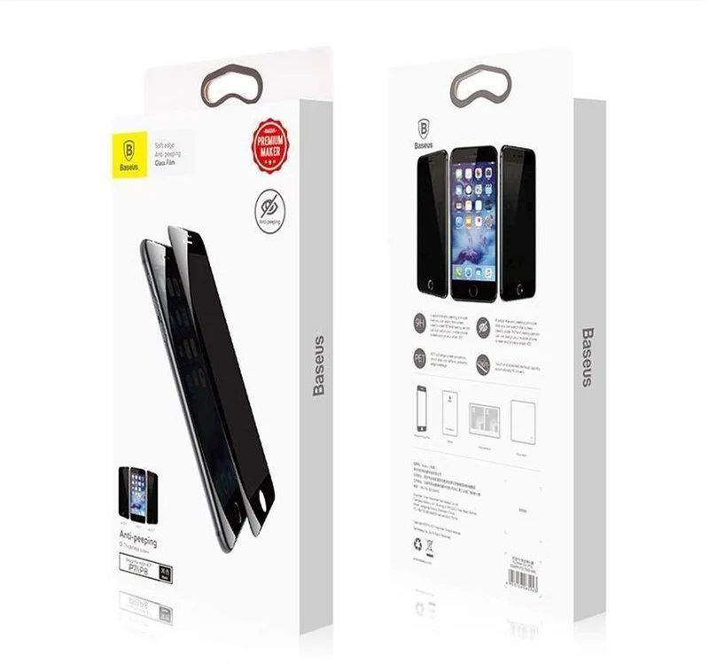 Baseus Privacy Displayschutz für iPhone 8 7 Plus Anti-Spionage-Hartglas 3D 9H Schutzglas Soft Edge Anti-Peeping-Film