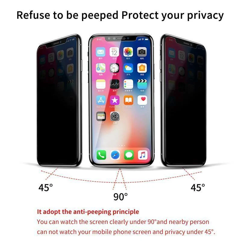 Baseus Anti Spy Glass für iPhone X 10 Displayschutzfolie aus gehärtetem Glas für iPhoneX IX Anti Peeping Privacy gehärtete Glasfolie