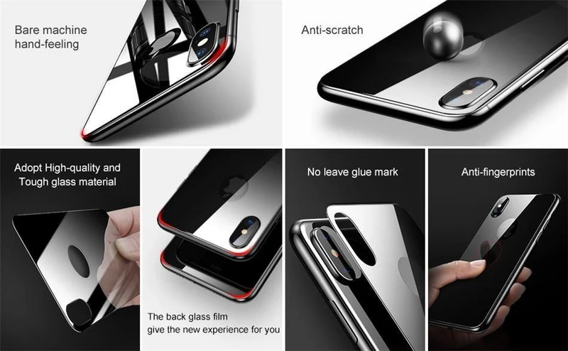Baseus 0.3 mm Displayschutzfolie für die Rückseite des iPhone X, 9H gehärtetes Glas für die Rückseite des iPhone X, ultradünne Schutzglasfolie, Rückseite
