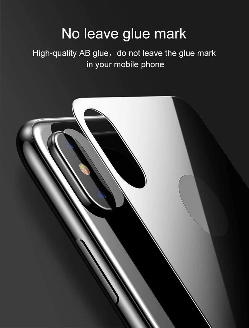 Baseus 0.3 mm Displayschutzfolie für die Rückseite des iPhone X, 9H gehärtetes Glas für die Rückseite des iPhone X, ultradünne Schutzglasfolie, Rückseite