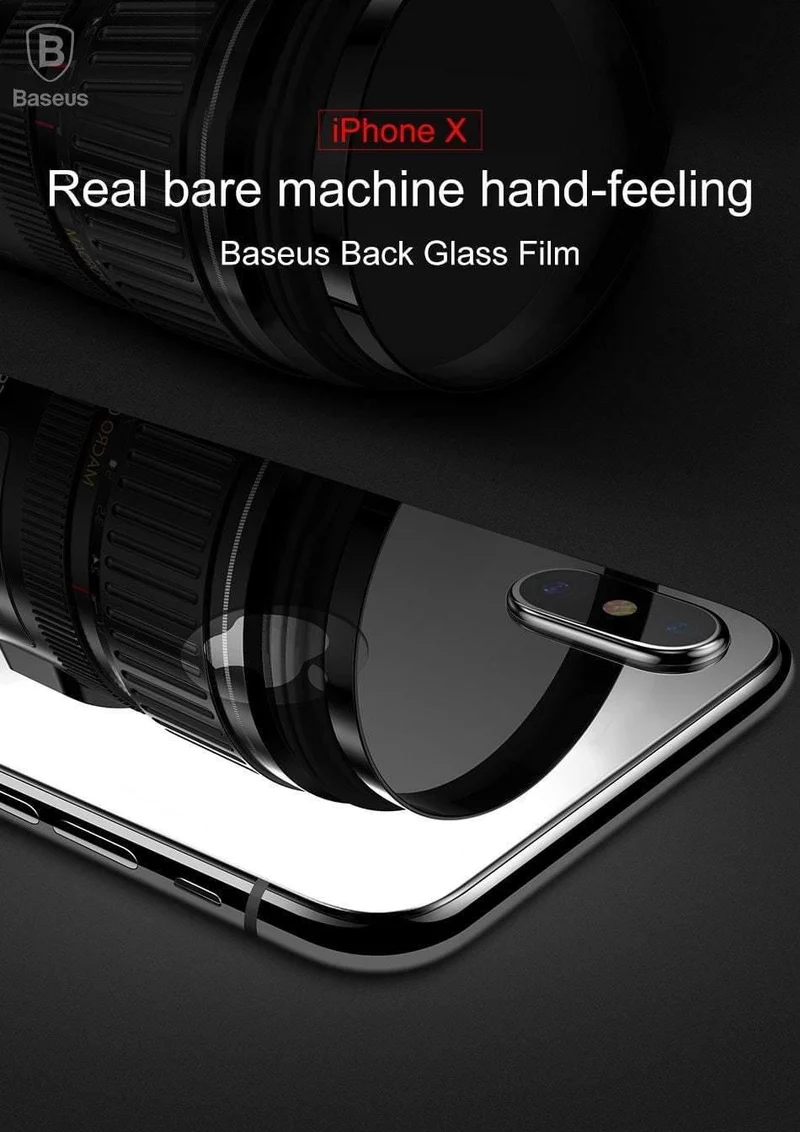 Baseus 0.3 mm Displayschutzfolie für die Rückseite des iPhone X, 9H gehärtetes Glas für die Rückseite des iPhone X, ultradünne Schutzglasfolie, Rückseite