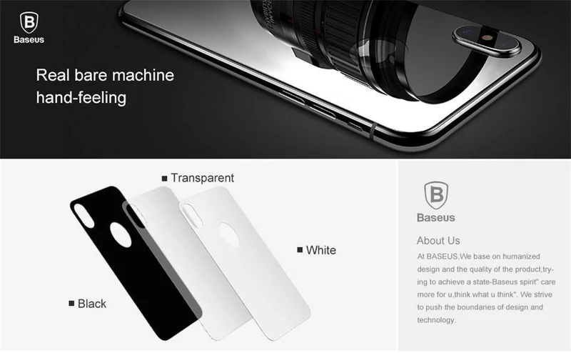 Baseus 0.3 mm Displayschutzfolie für die Rückseite des iPhone X, 9H gehärtetes Glas für die Rückseite des iPhone X, ultradünne Schutzglasfolie, Rückseite