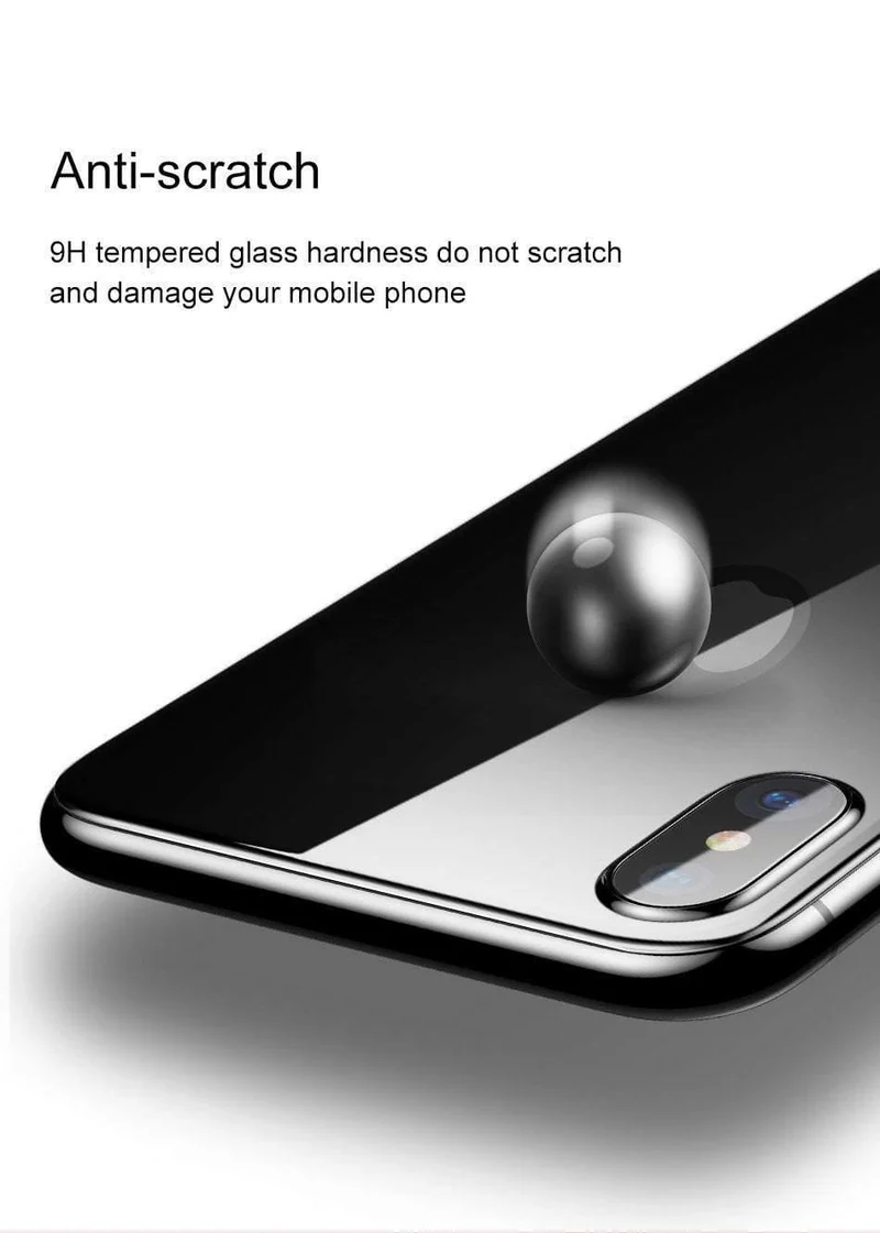 Baseus 0.3 mm Displayschutzfolie für die Rückseite des iPhone X, 9H gehärtetes Glas für die Rückseite des iPhone X, ultradünne Schutzglasfolie, Rückseite