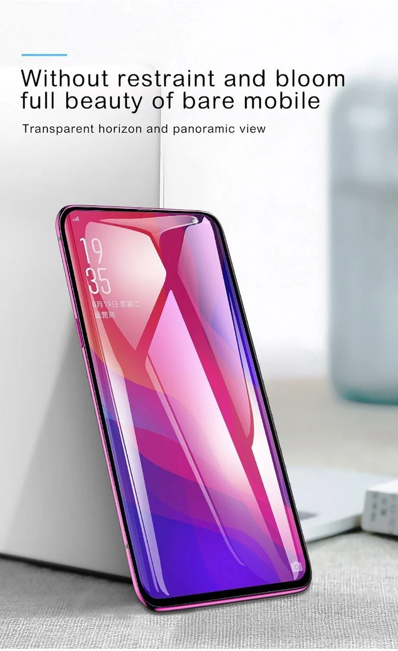 Baseus 0.3 MM Displayschutz aus gehärtetem Glas für OPPO Find X, gebogene Kante, vollständige Abdeckung, gehärteter Schutzglasfilm für Find X