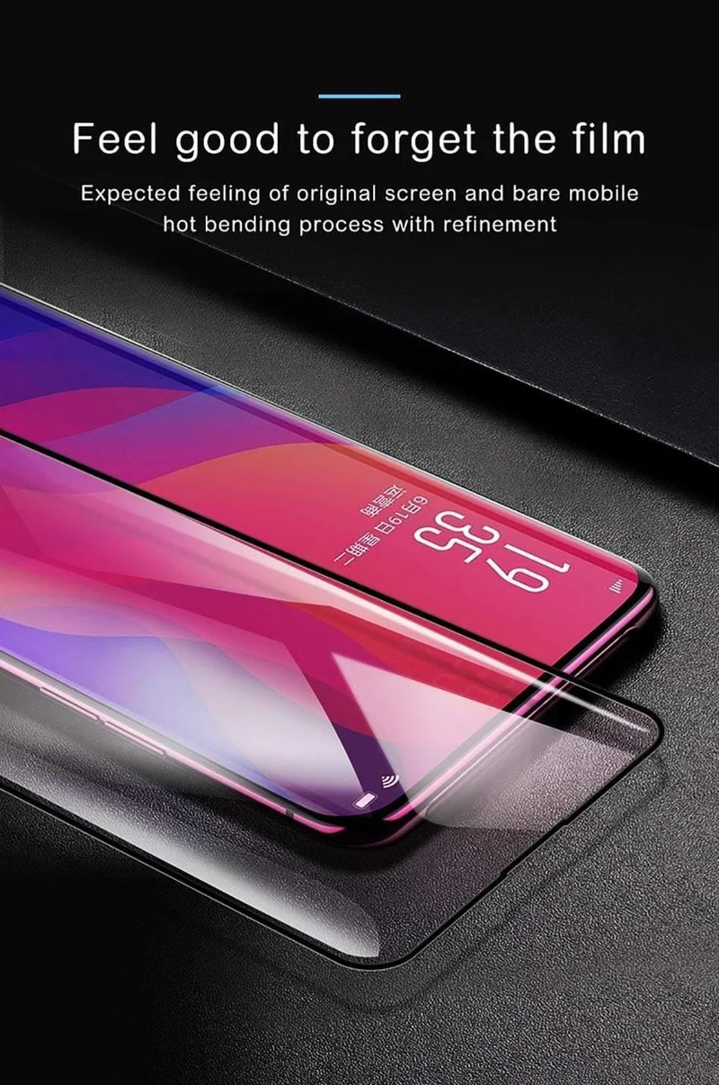 Baseus 0.3 MM Displayschutz aus gehärtetem Glas für OPPO Find X, gebogene Kante, vollständige Abdeckung, gehärteter Schutzglasfilm für Find X