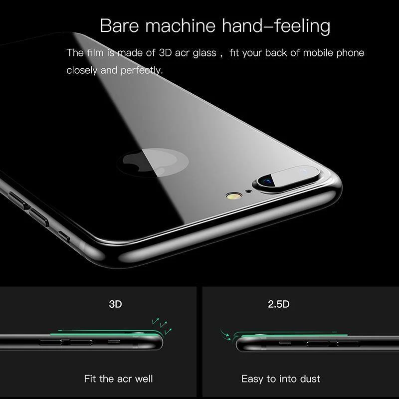 Baseus Displayschutzfolie für die Rückseite des iPhone 7, 0.3 mm dünnes 3D-Hartglas für die Rückseite des iPhone 7 Plus, Schutzfolie für die Rückseite