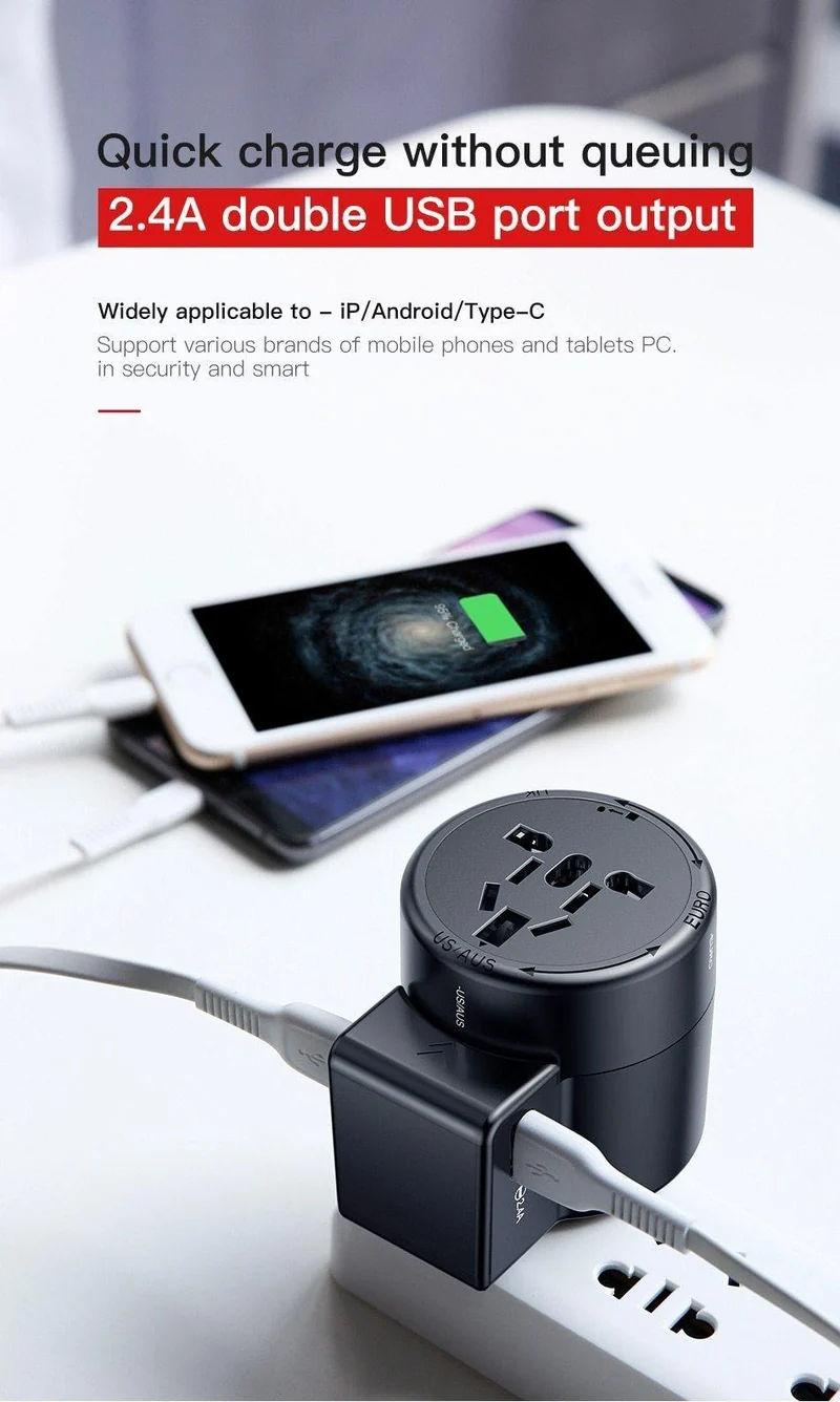 Universal-USB-Ladegerät für iPhone X Samsung 2.4A Dual USB Reise-Wandladegerät Adapter EU US UK AU Mops Handy-Ladegerät