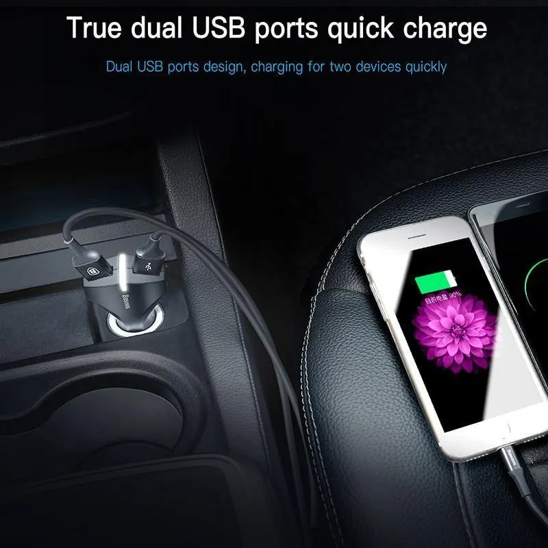 Quick Charge 3.0 Dual-USB-Port-Autoladegerät 5V3A QC3.0 Turbo-Schnelllade-USB-Ladegerät für iPhone Samsung Xiaomi-Telefon