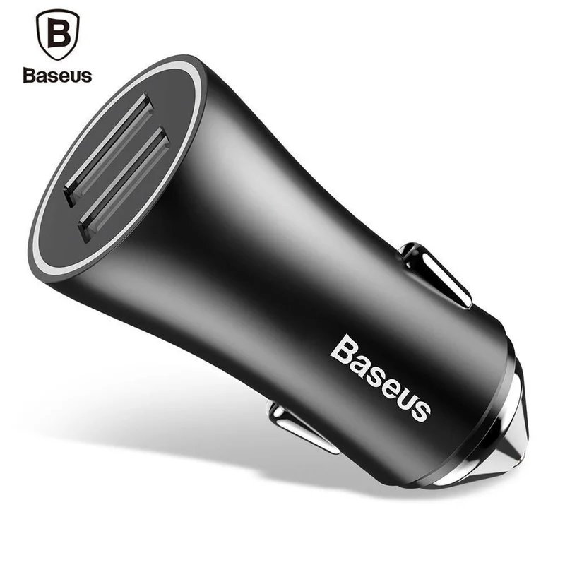 USB-Autoladegerät für iPhone Samsung Xiaomi 2.4A Dual USB-Schnellladeadapter Mini-Metall-USB-Autoladegerät für Mobiltelefone