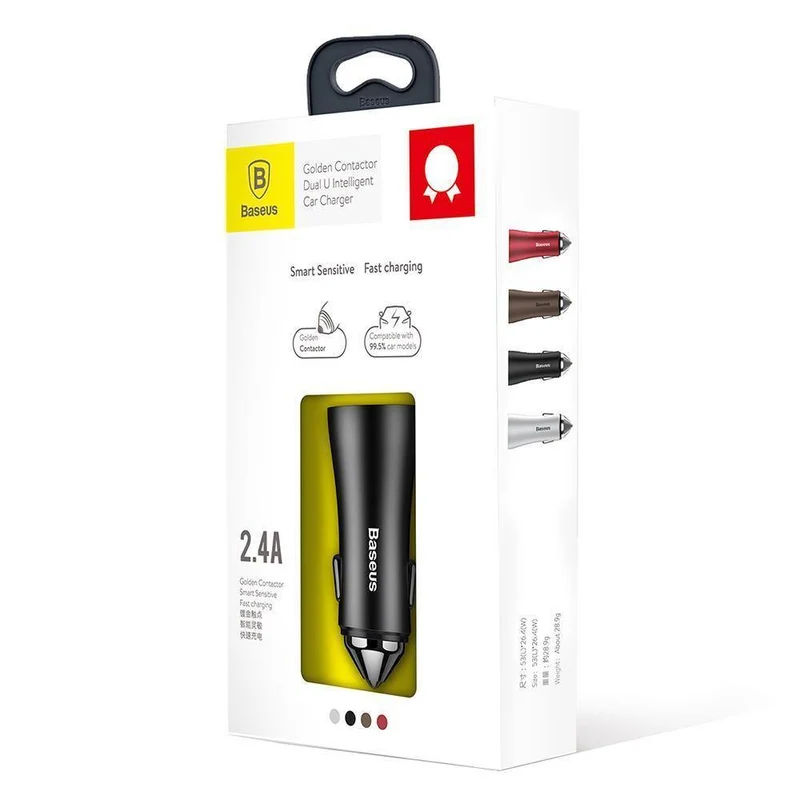 USB-Autoladegerät für iPhone Samsung Xiaomi 2.4A Dual USB-Schnellladeadapter Mini-Metall-USB-Autoladegerät für Mobiltelefone