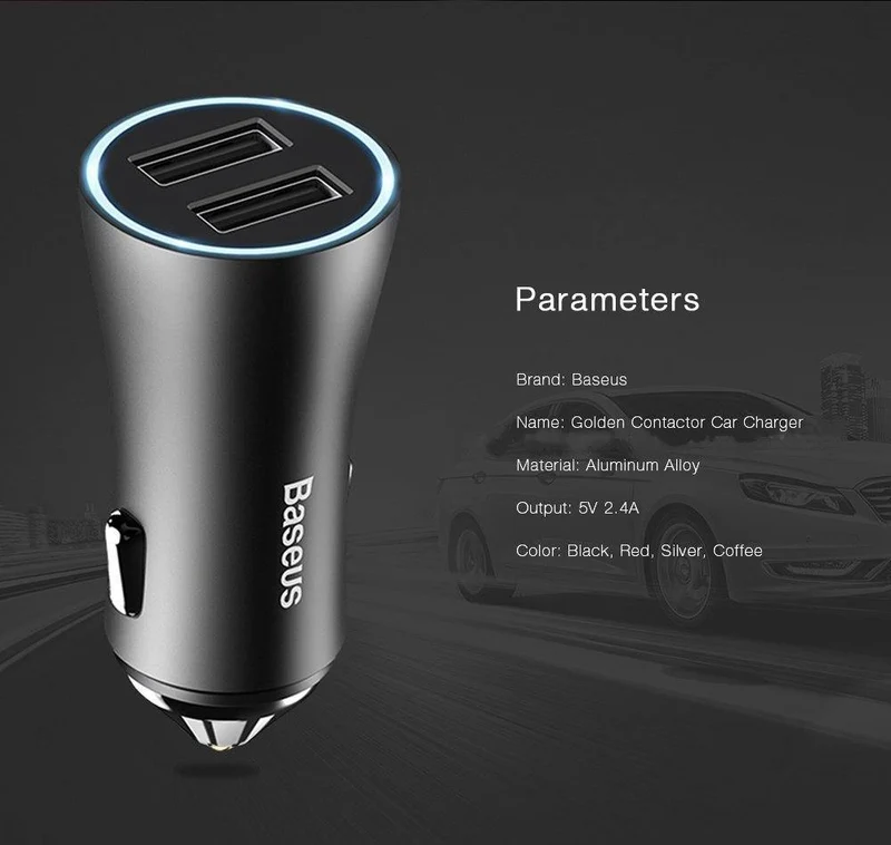 USB-Autoladegerät für iPhone Samsung Xiaomi 2.4A Dual USB-Schnellladeadapter Mini-Metall-USB-Autoladegerät für Mobiltelefone