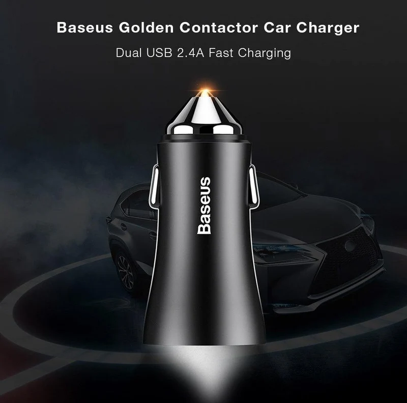 USB-Autoladegerät für iPhone Samsung Xiaomi 2.4A Dual USB-Schnellladeadapter Mini-Metall-USB-Autoladegerät für Mobiltelefone