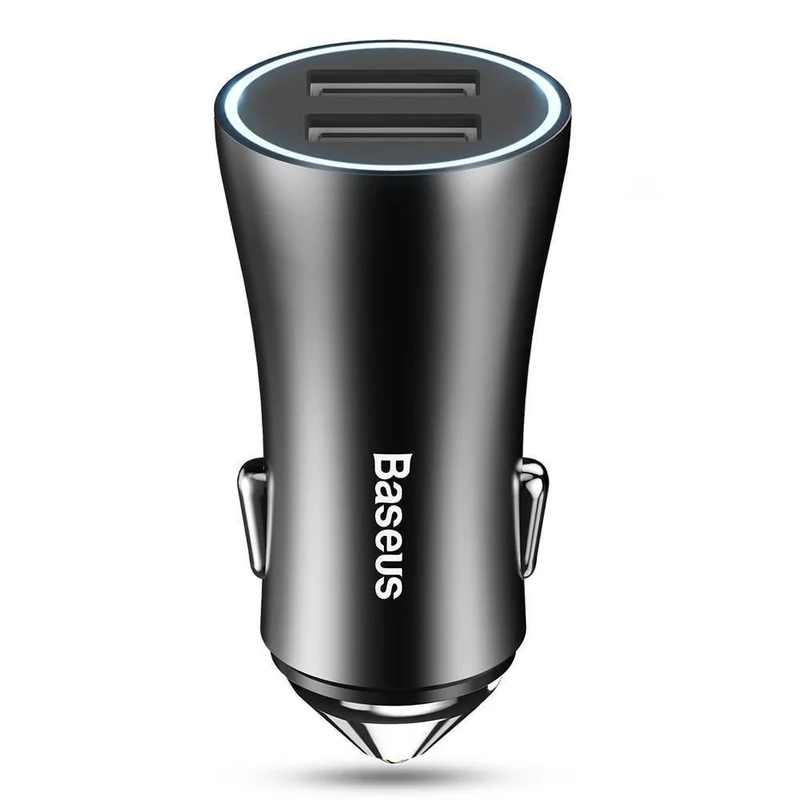 USB-Autoladegerät für iPhone Samsung Xiaomi 2.4A Dual USB-Schnellladeadapter Mini-Metall-USB-Autoladegerät für Mobiltelefone