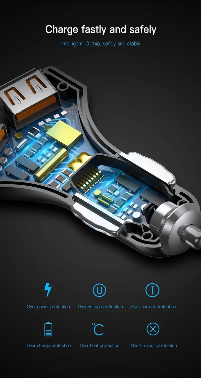 Schnellladung 3.0 Dual USB Autoladegerät 5V3A Turbo Schnellladung Handy Ladegerät für iPhone Xiaomi Autoadapter