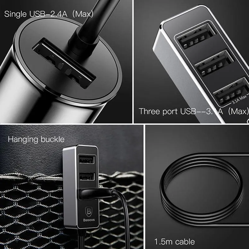 5.5 A 4 Ports USB Autoladegerät Mehrere Expander Autoladegerät Adapter Schnelllade Handyladegerät für iPhone x Samsung