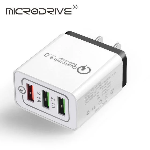 Schnellladung QC 3.0 Smart Charger 3 USB-Anschluss Handy-Flash-Adapter EU-Stecker US-Stecker Reise 18W Tragbares Ladegerät