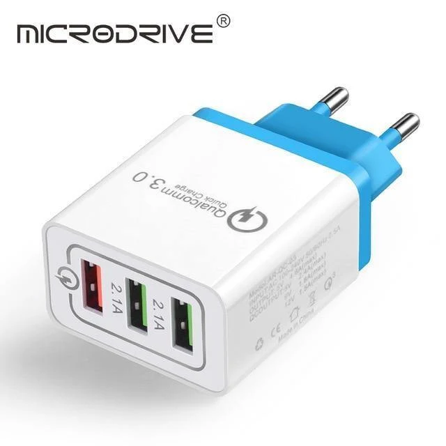 Schnellladung QC 3.0 Smart Charger 3 USB-Anschluss Handy-Flash-Adapter EU-Stecker US-Stecker Reise 18W Tragbares Ladegerät