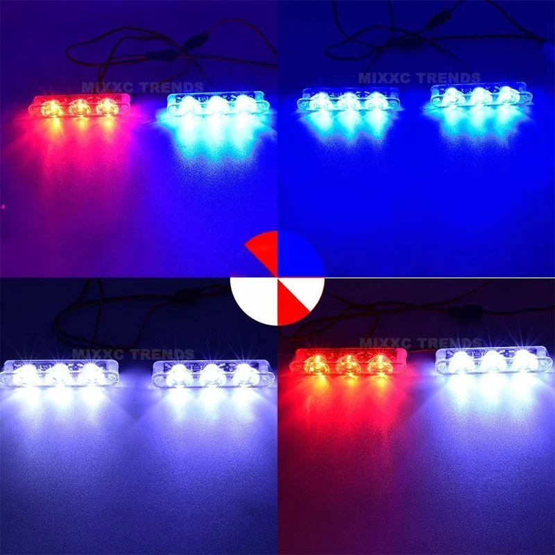 2Pcs 3 LED Blitzlicht 6W Polizei blinkt Warnung LED Bremslicht Lampe DC 12V Auto LKW Motorrad Bremse hinten Stop Led Lichter