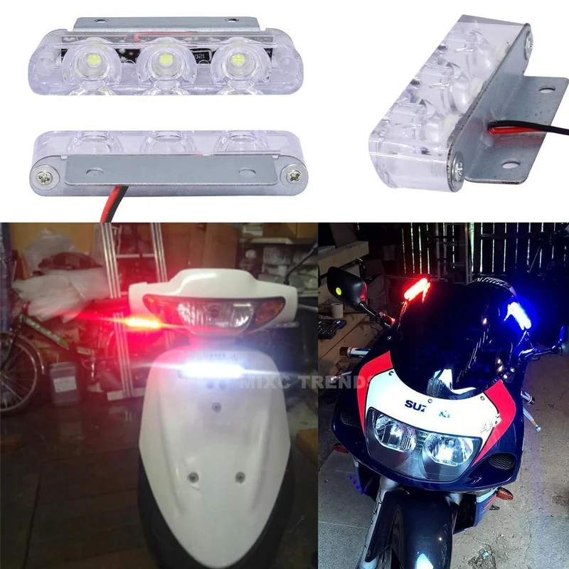 2Pcs 3 LED Blitzlicht 6W Polizei blinkt Warnung LED Bremslicht Lampe DC 12V Auto LKW Motorrad Bremse hinten Stop Led Lichter