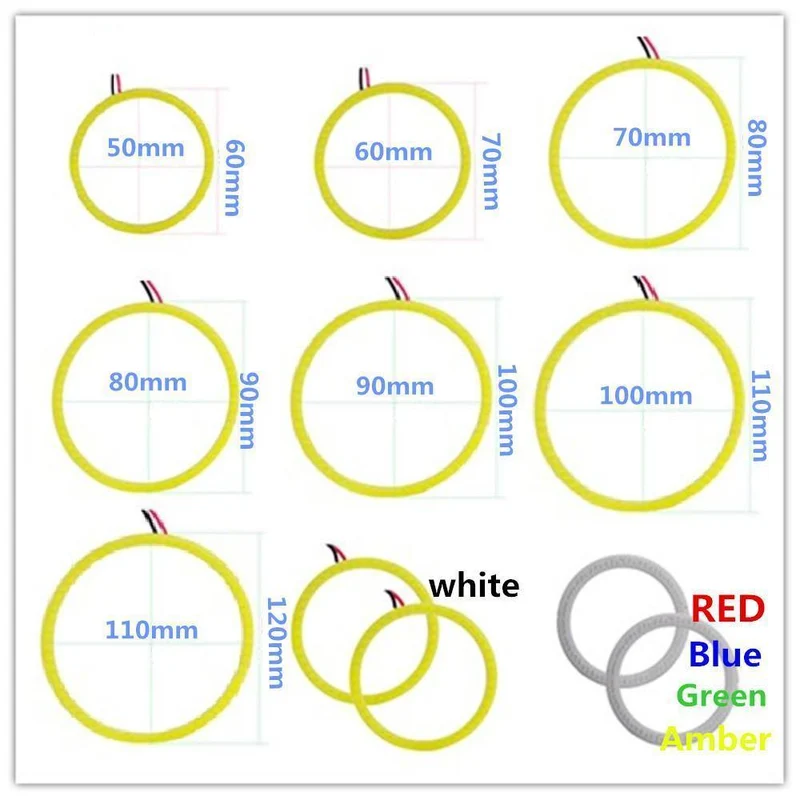 1 paar COB 60mm 80mm 120mm 12V DC Mit Abdeckung Halo Ringe 70mm 90mm 100mm 110mm Engel Angelic Eyes LED Auto Lichter Auto