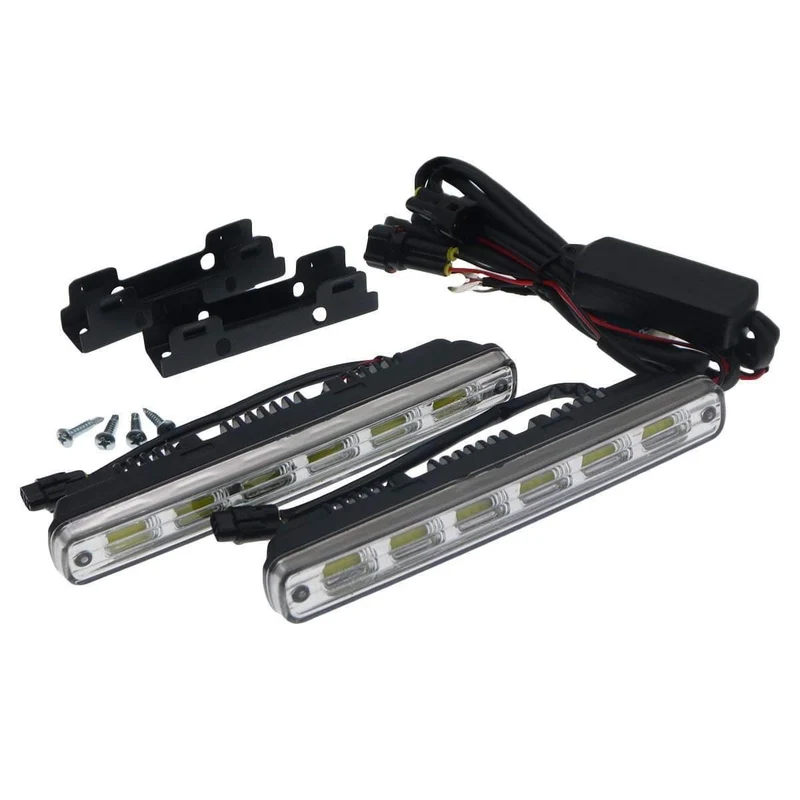 2pcs Weiß Universal DC 12V / 24V COB LED Tagfahrlicht Super Car DRL Lampe Montagehalterung Fahrzeuge 12W E4