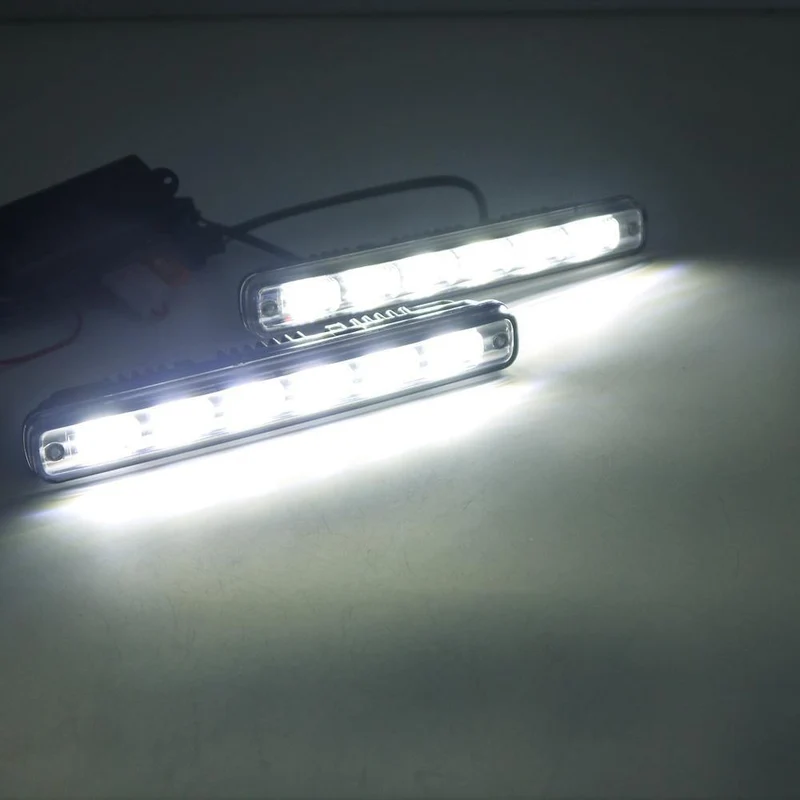 2pcs Weiß Universal DC 12V / 24V COB LED Tagfahrlicht Super Car DRL Lampe Montagehalterung Fahrzeuge 12W E4